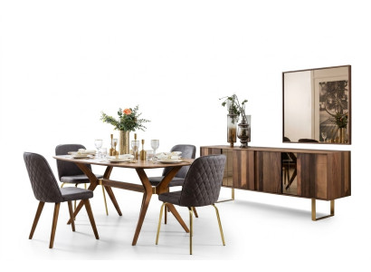 Komplett Set Esstisch 4x Stühle Esszimmer Set Ess Gruppe Sideboard 7tlg