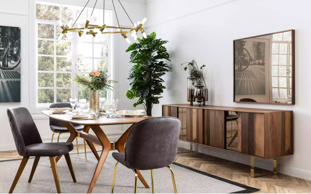 Italienische Stil Esstisch 4x Stühle Holz Tisch Essgarnitur Modern Design 5tlg