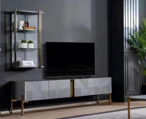 Wahnsinnig schickes Modern Designer Wohnzimmer-TV-Kommode in Aschgrau