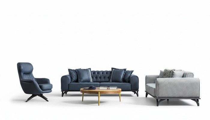 Designer Möbel Sitzgarnitur 3+3+1 Sofagarnitur Polster Möbel Couchen