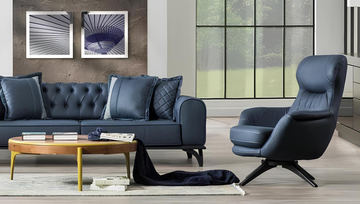 Sessel 1-Sitzer Komfortabler moderner Stil mittelweich Blau Luxuriös