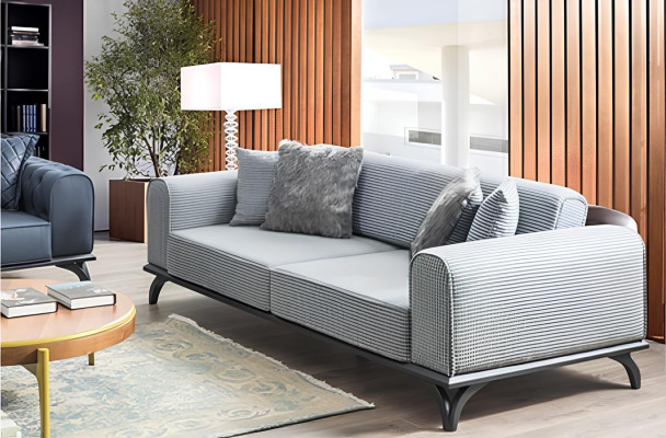 Dreisitzer Couch Sofa 227cm Sofa Couchen Polster Möbel Textil Stoff