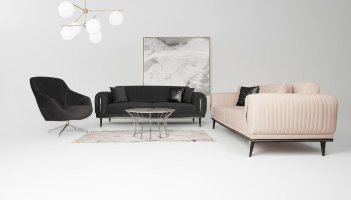 Dreisitzer Couch Polster Einrichtung 3 Sitz Platz Couchen Sofa Schwarz Möbel