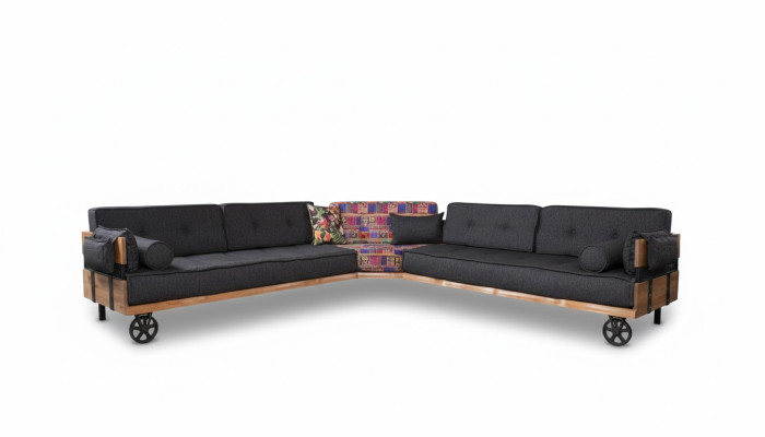 Couch Loft Polster Ecksofa Möbel auf Rädern Ecksofas Eckgarnitur Sofa 2tlg.