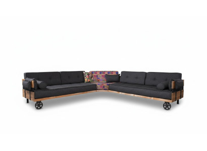 Couch Loft Polster Ecksofa Möbel auf Rädern Ecksofas Eckgarnitur Sofa 2tlg.