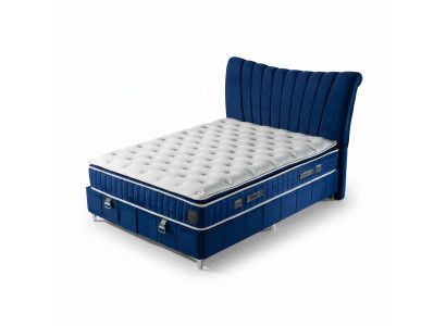 Luxuriöses Boxspringbett in Blau Modernes Design für höchsten Komfort und Stil