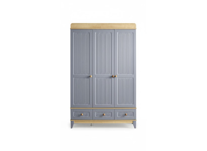 Kleiderschrank Modern Look Graue Fronten Holzakzente Stilvolles Kinderzimmer