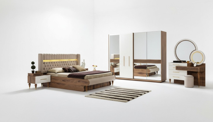 Schlafzimmer Set 5 tlg Design Luxus Bett Chesterfield Komplett Set