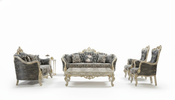 Klassische Chesterfield Barock Couch Wohnzimmer Möbel Komplett Set 5tlg