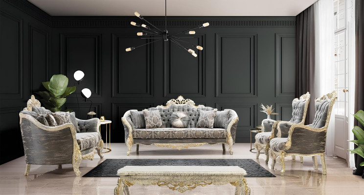 Königlicher Couchtisch Tisch Gold Tische Barock Rokoko Couchtische