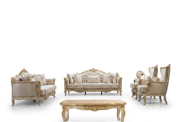 Chesterfield Barock Couch Klassische Wohnzimmer Möbel Komplett Set 5tlg