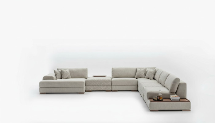 Ecksofa U-Form Möbel Wohnlandschaft Design Grau Polstersofa Eckgarnitur
