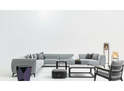Ecksofa U-Form Wohnzimmer Polster Sofas Couch Möbel Stil Sofa Couchen