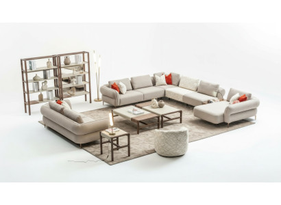 Sofagarnitur 2+1 Sitzer U-Form Sofa Set Wohnzimmer Garnitur Luxus Couchen