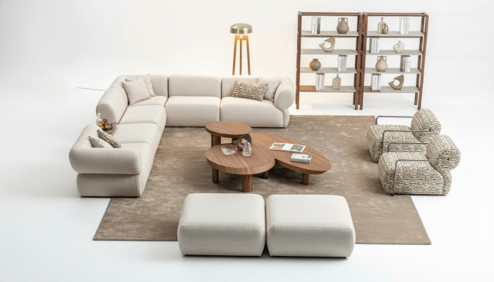 Italienische Stil Möbel Ecksofa Eckcouch Wohnlandschaft Eckgarnitur 5tlg.
