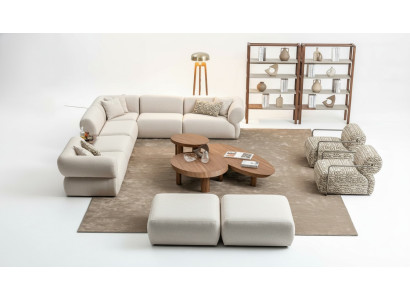 Italienische Stil Möbel Ecksofa Eckcouch Wohnlandschaft Eckgarnitur 5tlg.