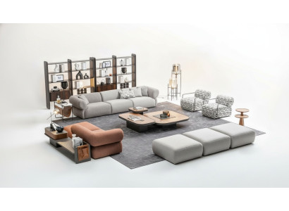 Großes Wohnzimmer Set Fünfsitzer Dreisitzer Sessel Hocker Sofagarnitur