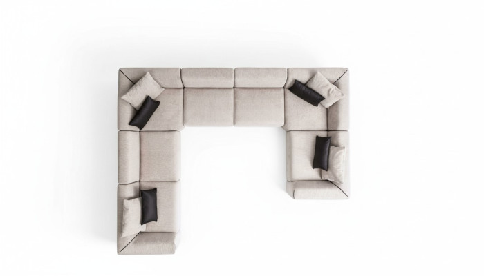 Ecksofa U-form Wohnzimmer Sofa Couch Beiges Polstersofa Wohnlandschaft