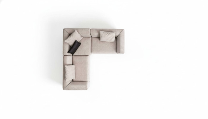 Ecksofa Beige L-Form Wohnlandschaft Eckcouch Sofa Moderne Couch