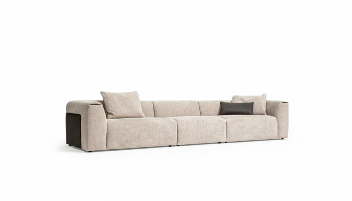 Beiges Sofa Wohnzimmer Polstermöbel Fünsitzer Designer Luxus Möbel Neu