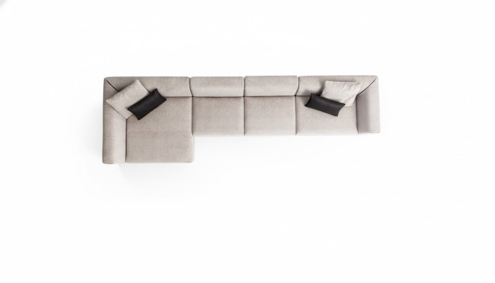 Beiges L-förmiges Ecksofa Wohnzimmer Couch Textil Desginer Moderne