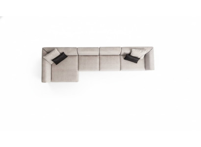 Beiges L-förmiges Ecksofa Wohnzimmer Couch Textil Desginer Moderne