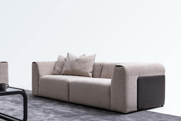 Sitzgruppe Taupe Wohnzimmer Wohnlandschaft Polstermöbel L-Form 3tlg