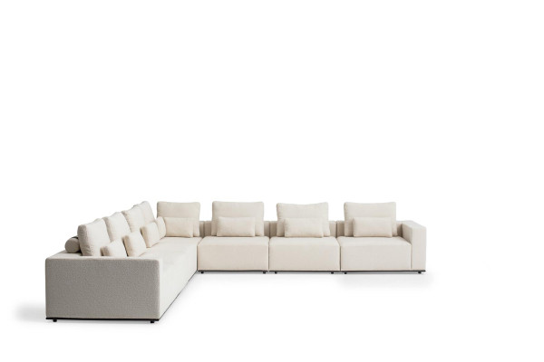 Weiße Sitzgarnitur Eckcouch Textil Sofas Wohnzimmer Eckgarnitur Modern
