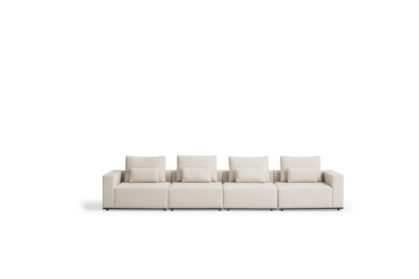 Weißer Sechssitzer Luxus Textil Sofas Wohnzimmer Moderne Sitzgruppe