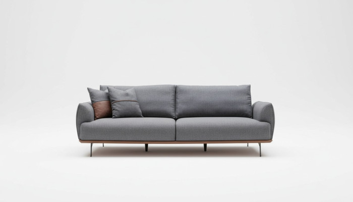 Graues Polstersofa Moderner Dreisitzer Wohnzimmer Textilsofa Luxus Neu