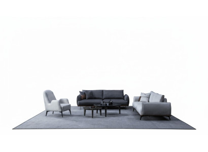 Sofagarnitur Dreisitzer Sessel Set Design Modern Polstersofa Textil