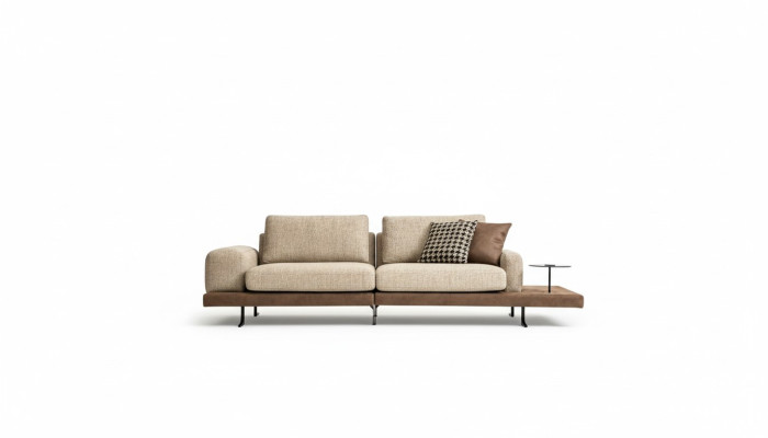 Viersitzer Ablagefläche Wohnzimmer Polstersofa Textil Couch Moderner Stil