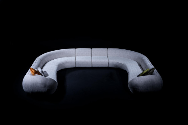 Villen Sofa Ecksofa L-Form Design Polstersofa Stil Textil Wohnlandschaft Grau