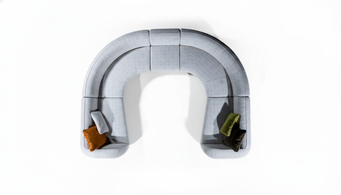 Halbrundes Wohnzimmer U-Form Sofa Designer Möbel Textil Ecksofas Stilvoll