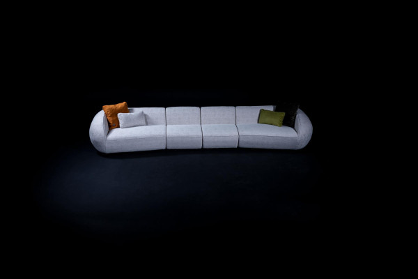 Grauer Sechssitzer Wohnzimmer Couch Polstersofa Luxus Designer Möbel