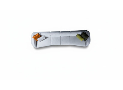 Grauer Sechssitzer Wohnzimmer Couch Polstersofa Luxus Designer Möbel