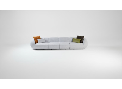 Graue Wohnlandschaft Sechssitzer Polster Textilsofa Ecklounge Modern