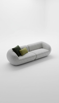 Graue Sofagarnitur Dreisitzer Sessel Garnitur Polstermöbel Luxus Design