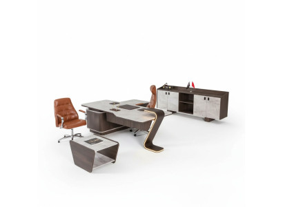 Möbel Luxus Büroeinrichtung Komplettes Set Tisch Schrank 3tlg Kanzlei