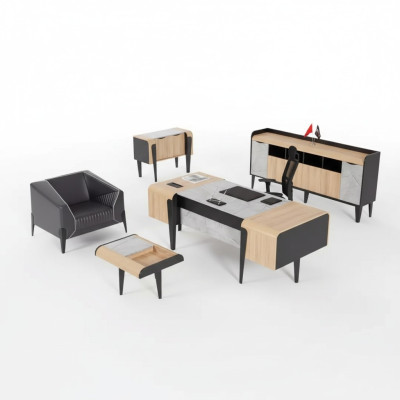 Holzmöbel Arbeitszimmermöbel Komplettes Set Schreibtisch Schränke Möbel