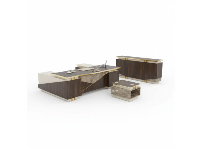 Arbeitszimmermöbel Eckschreibtisch Luxus Büroschrank Couchtisch 3tlg