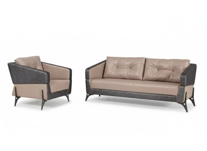 Luxus Sofagarnitur Sofa Beige Arbeitszimmer Sessel Dreisitzer Sitzer 3+1