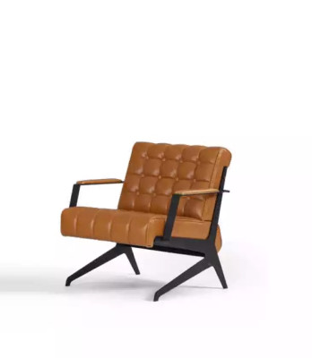 Hellbraune Arbeitszimmer Sitzgarnitur Zweisitzer Sessel Bürogarnitur 2+1