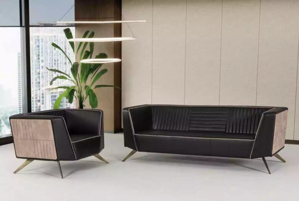 Designer Schwarzes Polstersofa Stoffmöbel Arbeitszimmermöbel Büro Couch