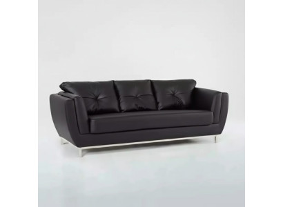 Schwarze Dreisitzer Couch Luxus Möbel Modernes Sofa Polster Ledercouch