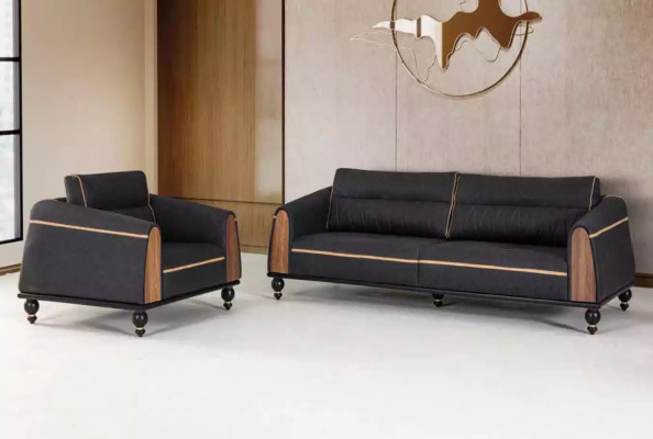 Schwarzes Designer Sofa Arbeitszimmermöbel Stil Moderne Couch Dreisitzer
