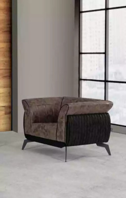 Braune Sofagarnitur Dreisitzer Sessel Arbeitszimmermöbel Couch Set 2 tlg