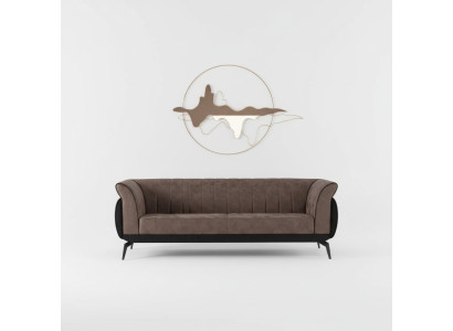 Brauner Dreisitzer Arbeitszimmer Sofa Luxus Designer Möbel Büro Couch