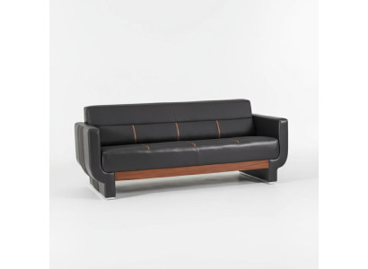 Schwarze Dreisitzer Couch Moderne Ledermöbel Büroeinrichtung Polster