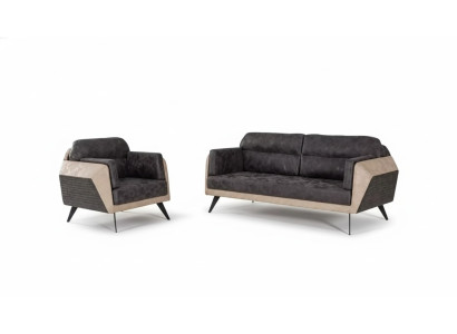 Moderne Sofagarnitur Dreisitzer Couch Sessel Stoffmöbel Neu Set Design 3+1